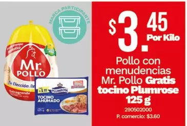 Pollo con menudencias Mr. Pollo Gratis tocino Plumrose