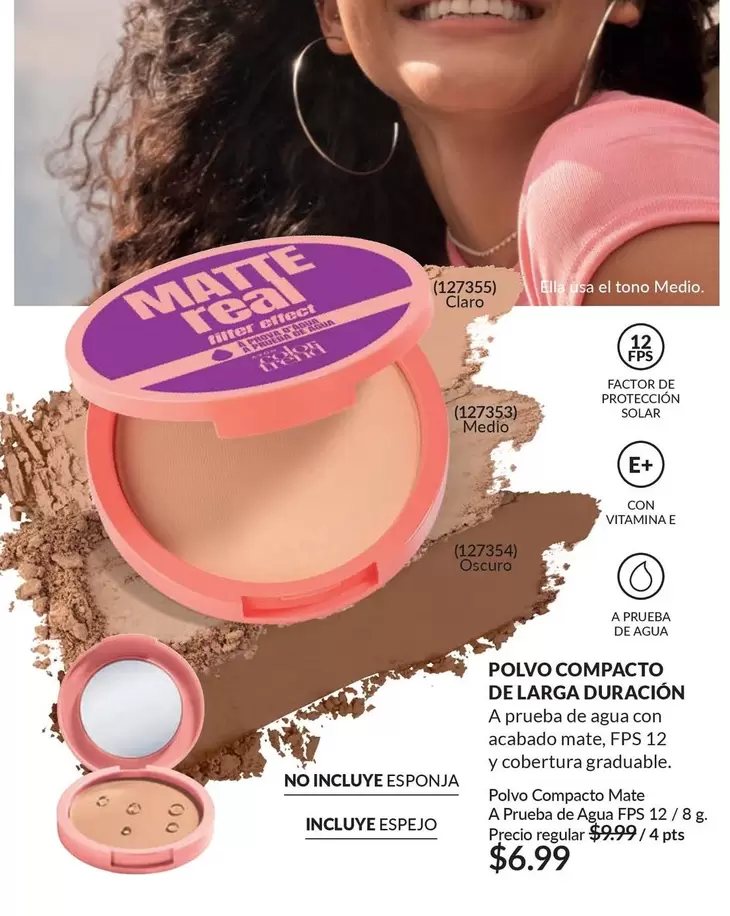 Real - Polvo Compacto Matte  A Prueba de Agua FPS 12