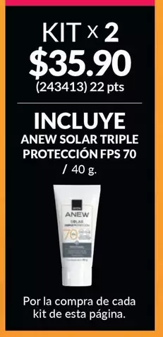 KIT x 2 ANEW SOLAR TRIPLE PROTECCIÓN FPS 70 / 40 g.