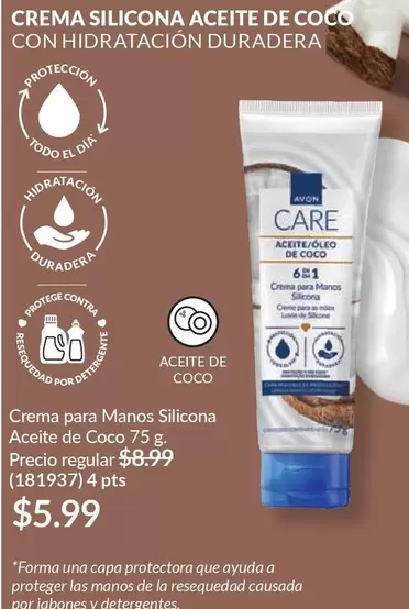 Avon - Crema para Manos Silicona Aceite de Coco 75 g. (181937)