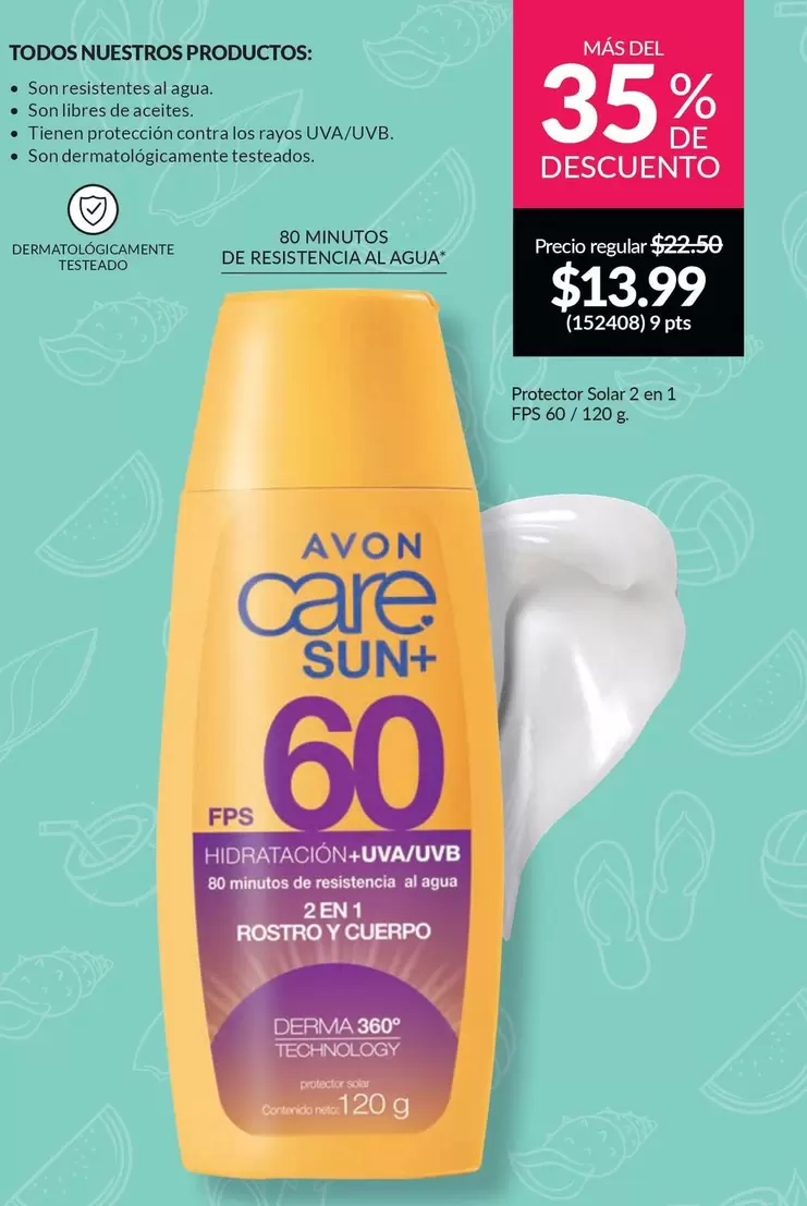 Avon - Protector Solar 2 en 1 Rostro y Cuerpo