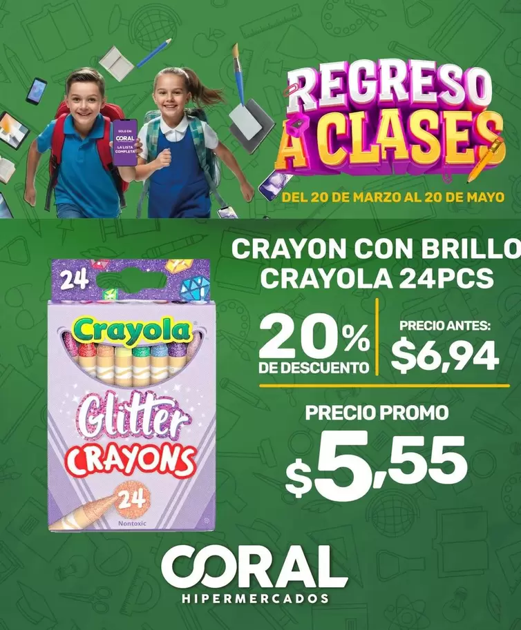 CRAYON CON BRILLO CRAYOLA 24PCS