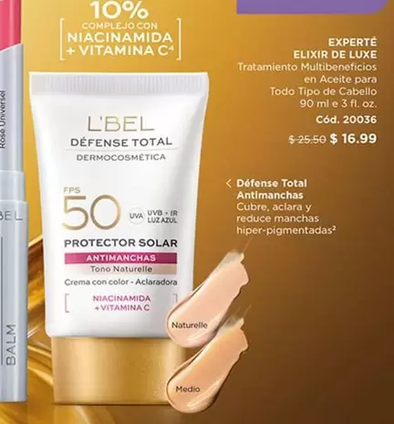 L'bel - Défense Total Protector Solar FPS 50 Antimanchas Cód. 20036