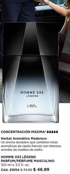 L'bel - HOMME 033 LEGEND PARFUM/PERFUME MASCULINO 100 ml e 3.5 fl. oz.