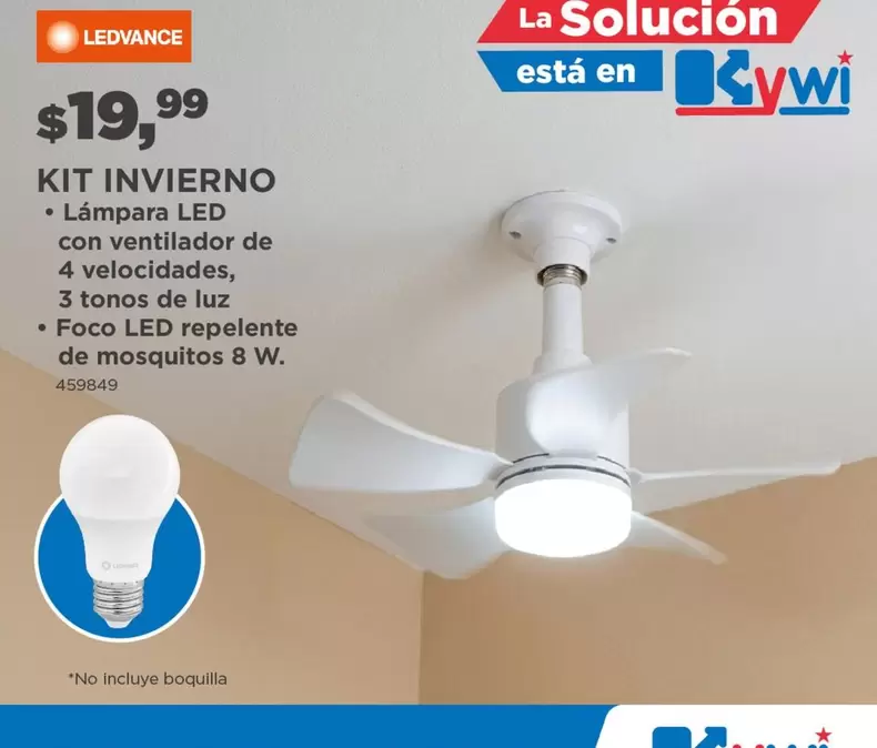 Foco - KIT INVIERNO • Lámpara LED con ventilador de 4 velocidades, 3 tonos de luz • LED repelente de mosquitos 8 W.