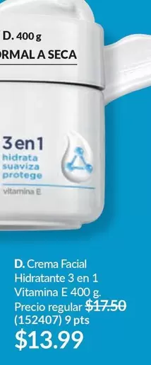 Crema Facial Hidratante 3 en 1 Vitamina E 400 g