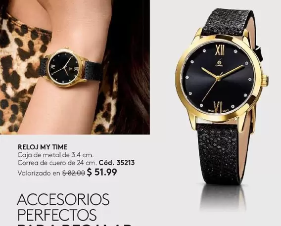 Corréa - Reloj my time Caja de metal de 3.4 cm. Correa de cuero de 24 cm. Cód. 35213