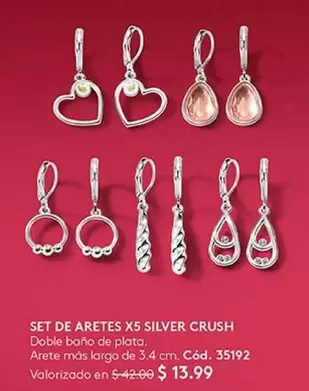 Crush - SET DE ARETES X5 SILVER CRUSH Cód. 35192
