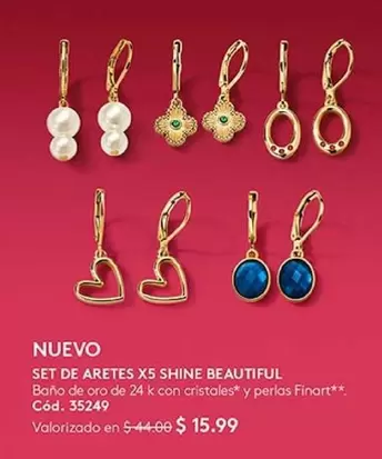 Finart - SET DE ARETES X5 SHINE BEAUTIFUL Cód. 35249
