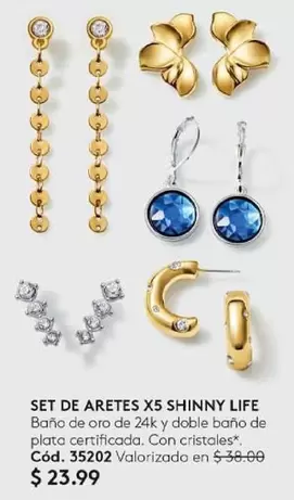 SET DE ARETES X5 SHINNY LIFE Cód. 35202