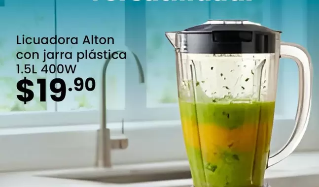 Licuadora con jarra pl	ilde{A}stica