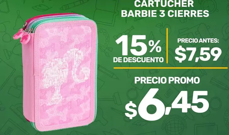 Barbie - CARTUCHER BARBIE 3 CIERRES