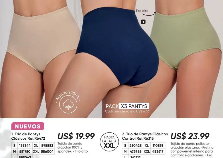 uno - Trio de Pantys Clásicos