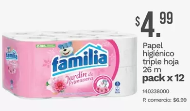 Familia - Papel higi3enico triple hoja 26 m pack x 12