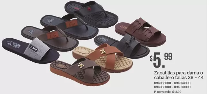 Zapatillas para dama o caballero tallas 36 - 44