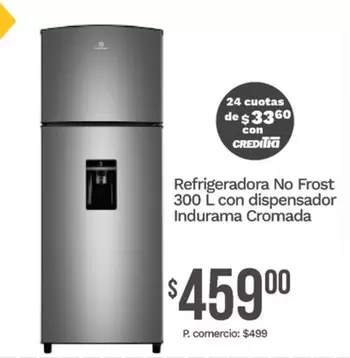 Indurama - Refrigeradora No Frost 300 L con dispensador