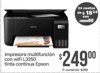 Epson - Impresora multifunción con wifi L3250 tinta continua