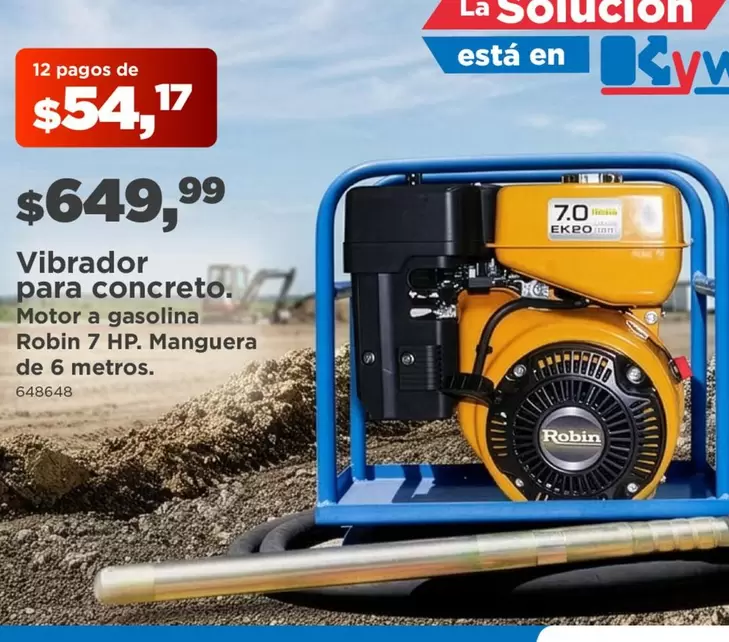 HP - Vibrador para concreto Motor a gasolina Robin 7 , Manguera de 6 metros. 648648