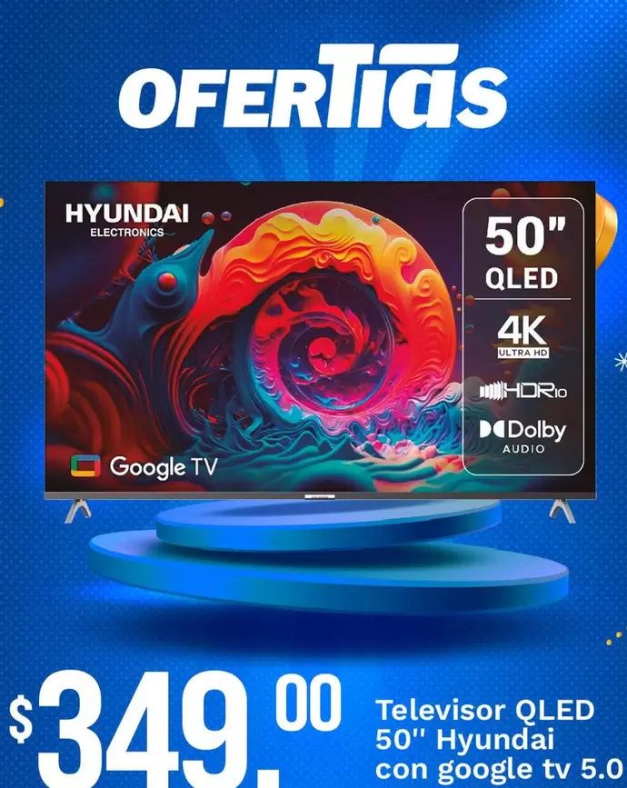 Televisor QLED 50" Hyundai con google tv 5.0