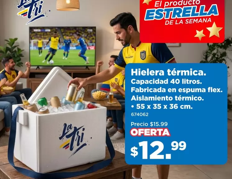 Estrella - Hielera térmica. Capacidad 40 litros. Fabricada en espuma flex. Aislamiento térmico. 55 x 35 x 36 cm. 674062