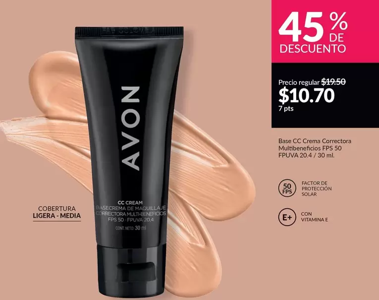Avon - CC Cream Corrector Multibeneficios FPS 50