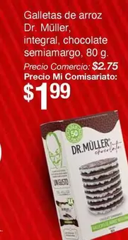 Galletas de arroz integral, chocolate semiamargo