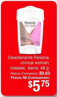 Desodorante clinical women, classic, barra