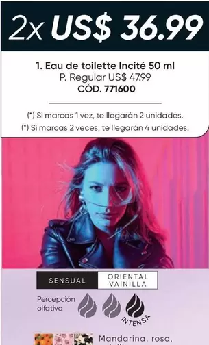 Rosa - 2x Eau de toilette Incité 50 ml CÓD. 771600