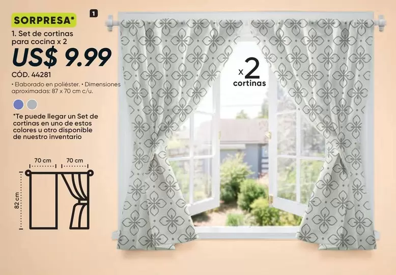uno - Set de cortinas para cocina x 2