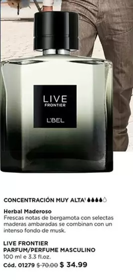 L'bel - LIVE FRONTIER PARFUM/PERFUME MASCULINO 100 ml e 3.3 fl.oz. Cód. 01279