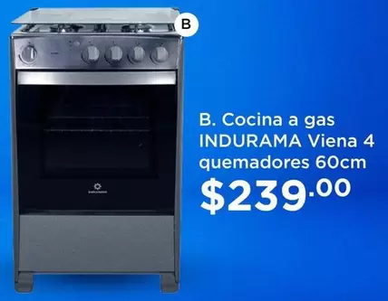 Indurama - Cocina a gas Viena 4 quemadores 60cm