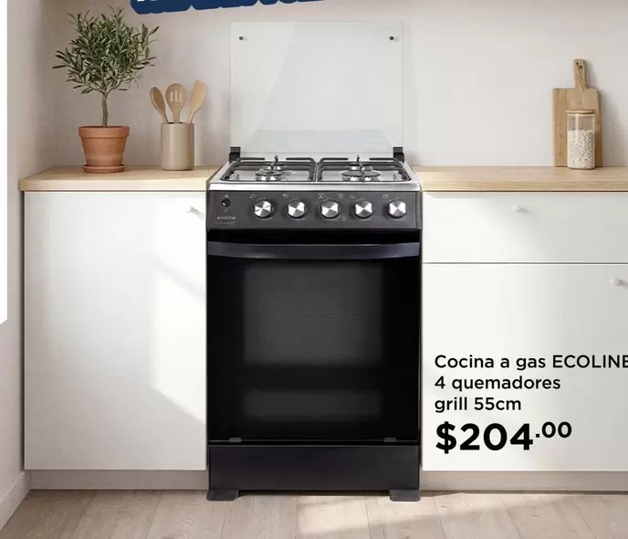 Cocina a gas 4 quemadores grill 55cm
