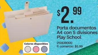 Porta -  documentos A4 con 5 divisiones