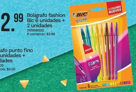 Boligrafo fashion Bic 6 unidades + 2 unidades 210958000