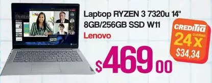 Lenovo - Laptop RYZEN 3 7320u 14" 8GB/256GB SSD W11