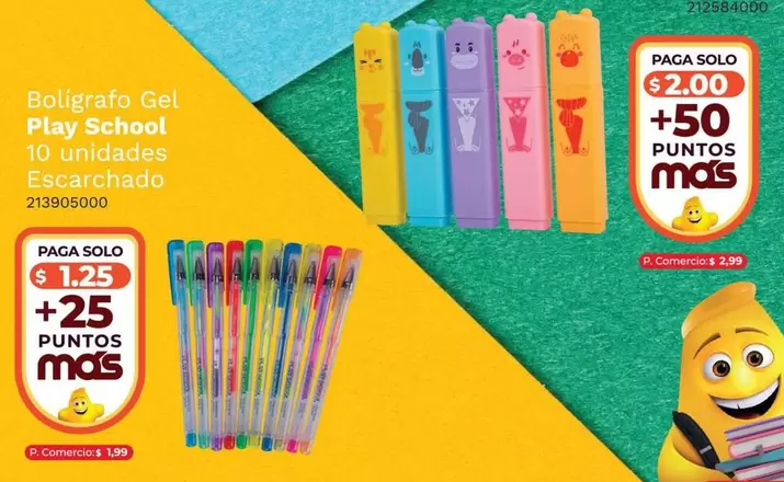 Play - Boligrafo Gel  School 10 unidades Escarchado 213905000