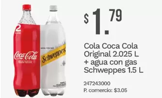 Coca Cola - Cola Coca Coca Original 2.025 L + agua con gas 1.5 L