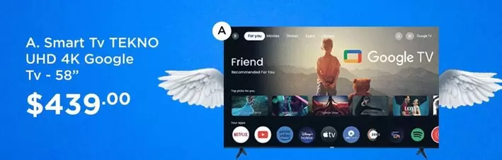 Netflix - Smart Tv UHD 4K Google Tv - 58"