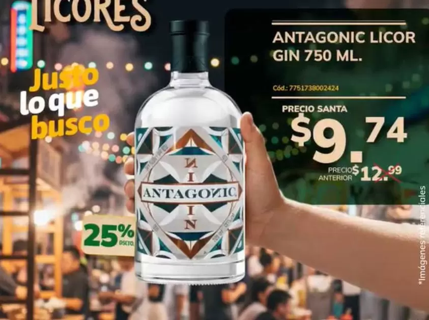 Imágenes - ANTAGONIC LICOR GIN 750 ML.