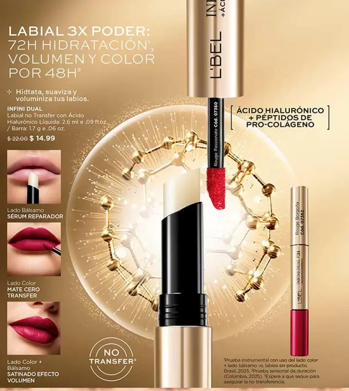 L'bel - LABIAL 3X PODER: 72H HIDRATACIÓN, VOLUMEN Y COLOR POR 48H