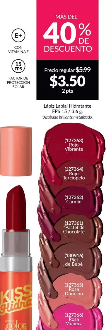 Rojo - Lápiz Labial Hidratante FPS 15
