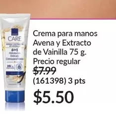 Crema para manos Avena y Extracto de Vainilla 75 g. (161398)