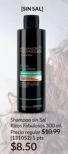 Avon - Shampoo sin Sal Rizos Fabulosos 300 ml (131052)