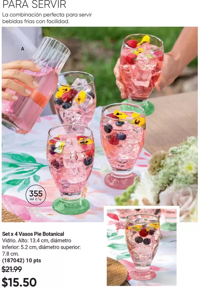Set x 4 Vasos Pie Botanical