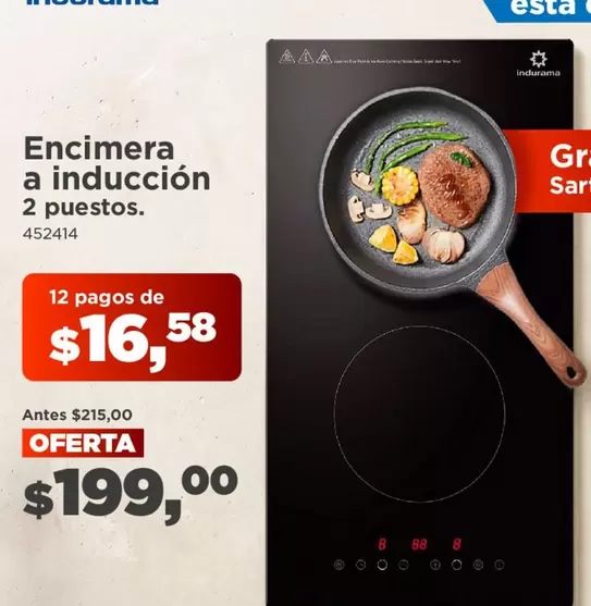 Indurama - Encimera a inducción 2 puestos. 452414
