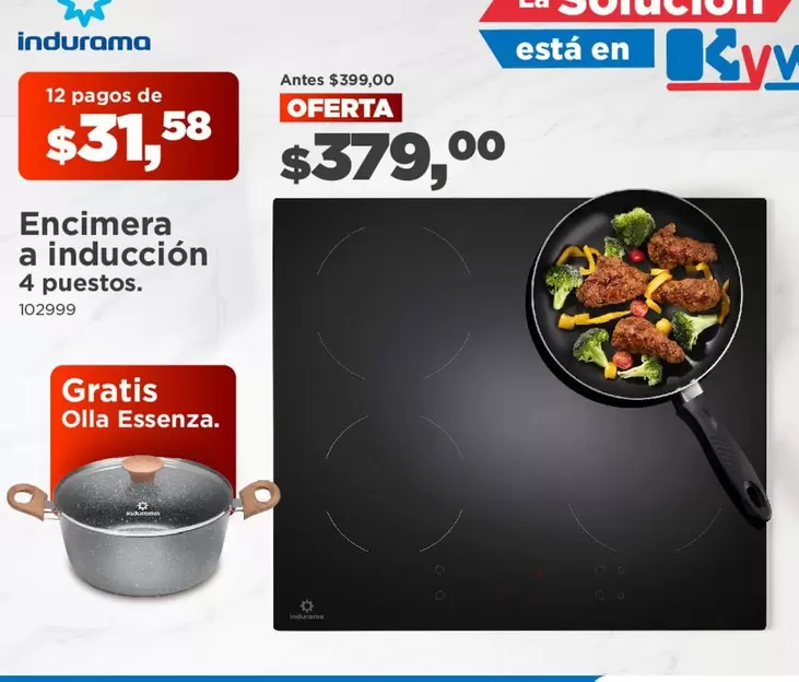 Indurama - Encimera a inducción 4 puestos. 102999