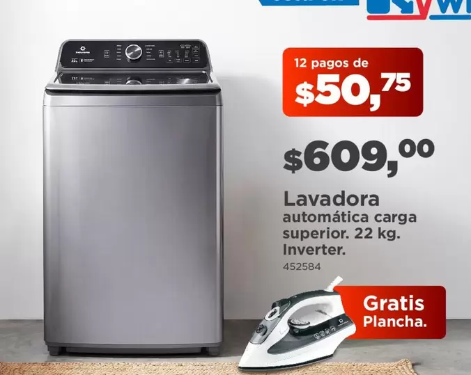 Lavadora autom	aacute;tica carga superior. 22 kg. Inverter. 452584
