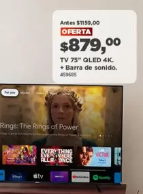 TV 75" QLED 4K. + Barra de sonido. 459685