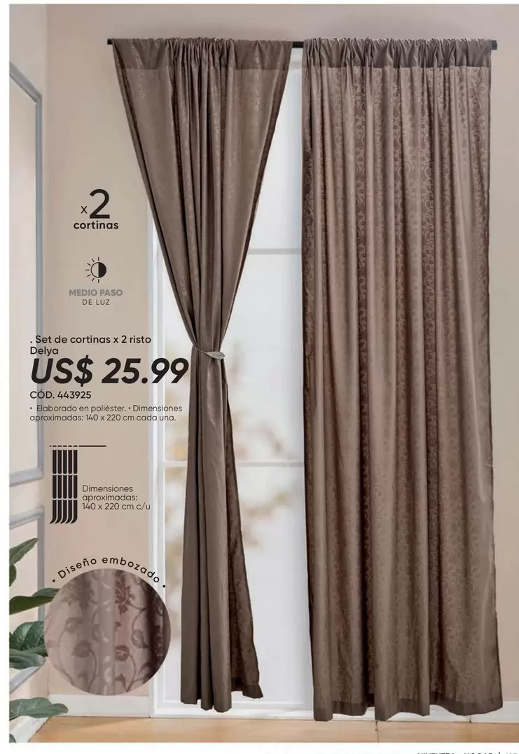 Set de cortinas x 2 nets Delia