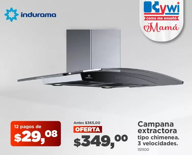 Indurama - Campana extractora tipo chimenea
